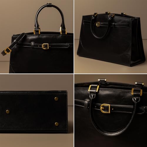 Image of Time Resistance Leather Handbag for Women - Full-Grain Leather Tote Bag - Top Handle Shoulder Bag