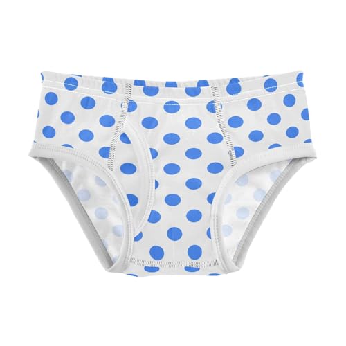 Polka Dot White Dark Blue Little Boys Cotton Briefs Soft Breathable Comfortable Tag-Free Underwear