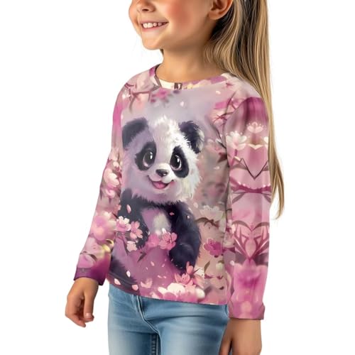 Image of Girls Cartoon Print Long Sleeve Graphic Tee Casual Crew Neck T-Shirts for 3-16 Years Little Girls