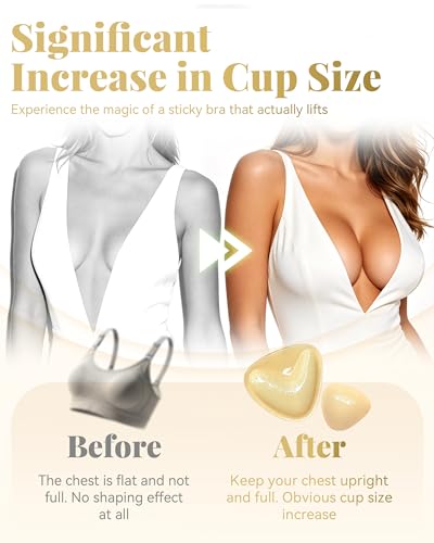Image of Double Sided Sticky Bra Lift, Strapless Sticky Bra Push up Push up for Backless Dress, Swimsuit, Invisible Reusable Bra