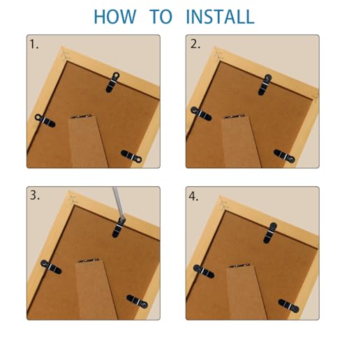 Image of 100 Pieces Metal Picture Frame Turn Buttons Fasteners with 100 Pieces Screws, Turn Button Fasteners Photo Frame Hardware, Black Turn Buttons for Picture Frames