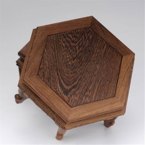 Base de bonsaï support présentation bureau en bois sculpté hexagonal