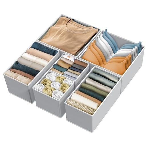 Simple Houseware Foldable Cloth Storage Box Closet Dresser Drawer Divider Organizer Basket Bins for Underwear Bras, Gray (Set of 6)