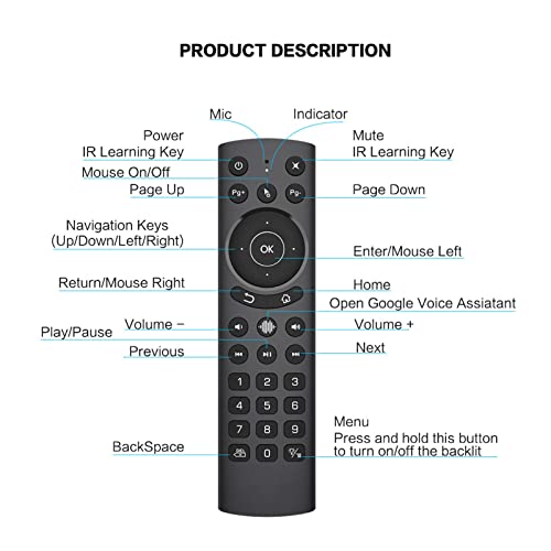 G20S Pro Voice Air Remote, IR Learning, USB Wireless Backlight Remote Keyboard with Gyroscope for TV Box PC, Smart TV - Image 2