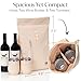 Two Bottle Rolltop Wine Tote Bag – Stylish PU Leather Wine Backpack with Matching Tumblers – Compact & Lightweight Wine Carrier with Padded Straps & Compartments for Travel & Picnics - Beige