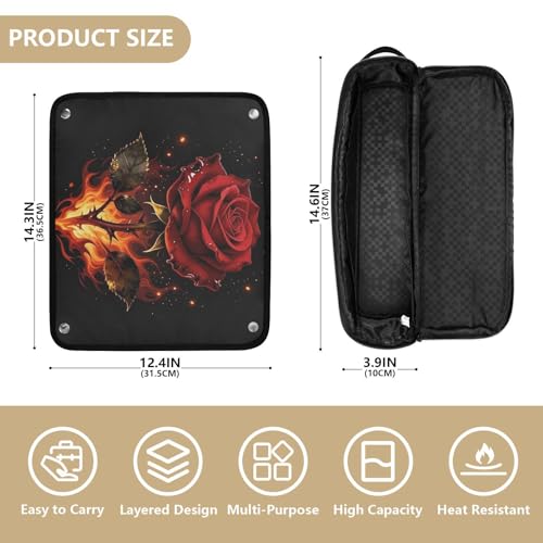 Bolsa para herramientas de cabello con tapete resistente al calor desmontable, organizador portátil para plancha, herramientas calientes y accesorios de cuidado capilar, estilo gótico con rosa roja miniatura 4