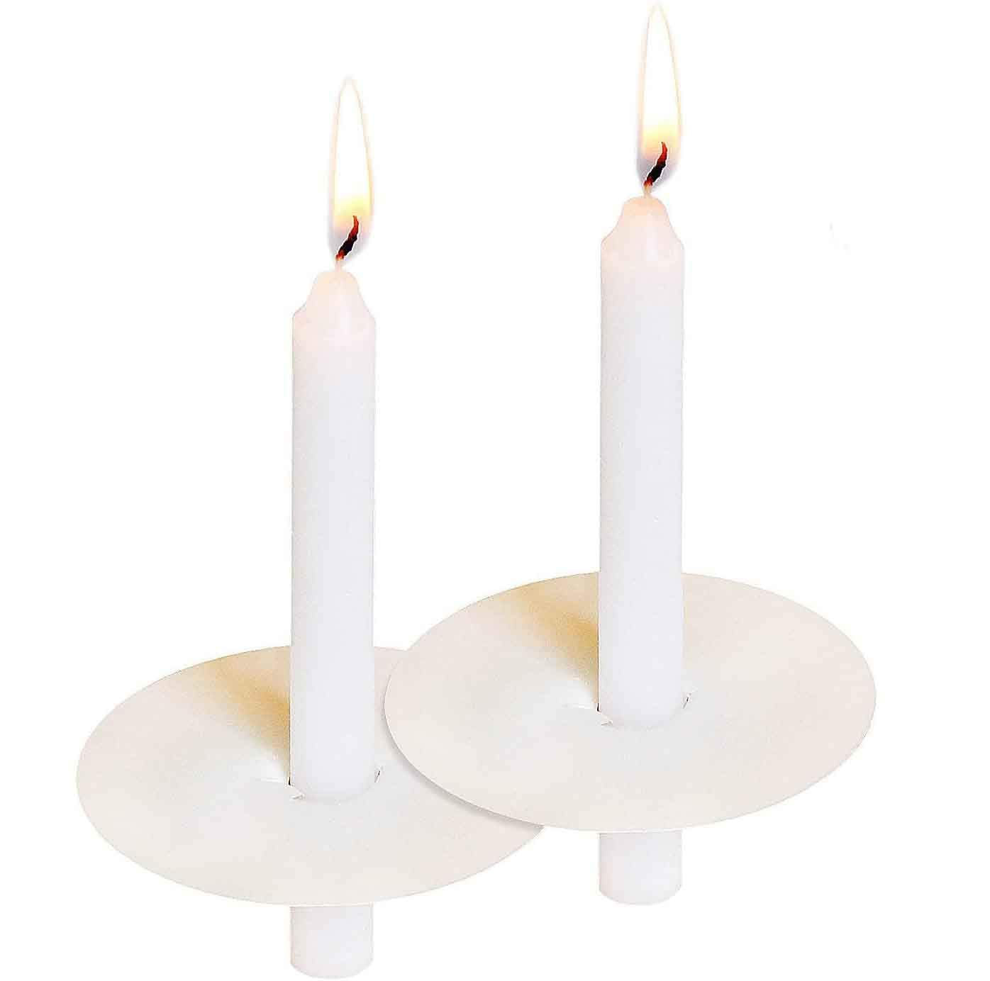 200 White Church Candles with Drip Protectors for Devotional Candlelight Vigil Service, Box of 200 Candles, Unscented White 5" H X 1/2" D, No Smoke