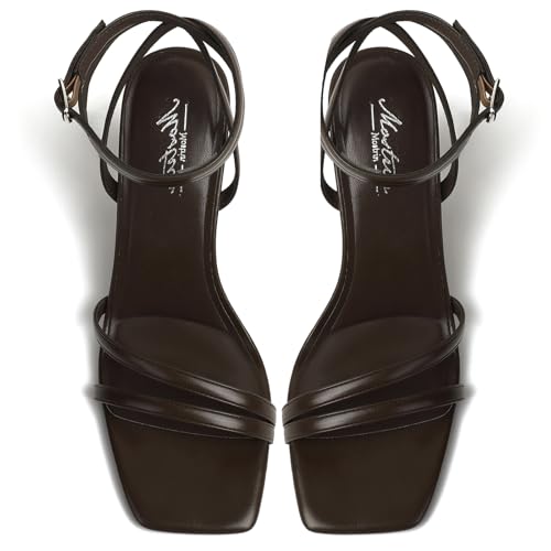 Image of Mostrin Womens Sandals Strappy Heels for Women Ankle Strap Lace Up Heels Square Open Toe Heels Tie Up Stiletto High Heeled Sandals for Prom, Party, Daily Wear