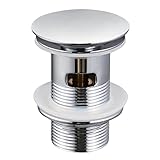 Ablaufgarnitur Waschbecken mit Überlauf für Waschbecken & Waschtisch, Chrom Pop Up Ventil, Universal Ablaufventil Abflussgarnitur