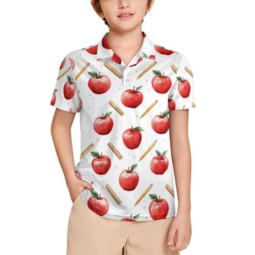 Boys' Classic Polo Shirts Short Sleeve Moisture-Wicking Golf & Tennis Shirts for Youth Teens Cactus Cute