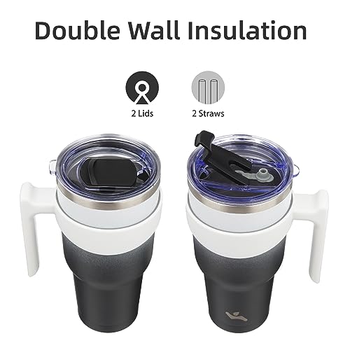 Image of Konokyo 30 oz Tumbler with Handle and Straw, Insulated Travel Mug