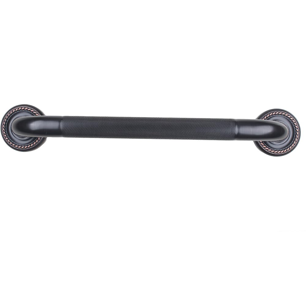 Barra de agarre texturizada de 24 pulgadas para bañera y ducha, acabado de bronce aceitado, 1.25 pulgadas de diámetro, barandilla de seguridad para inodoro de baño, montaje en pared, ideal para