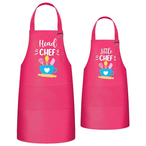 R HORSE 2Pcs Adults Kids Matching Apron Set Mommy and Me Adjustable Kitchen...