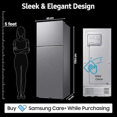 Image of Samsung 350 L, 2 Star, Convertible 5-in-1, Digital Inverter, Frost Free Double Door, WiFi Bespoke AI Refrigerator (RT38HG5A42SLHL, Silver, Ez Clean Steel, 2026 Model)