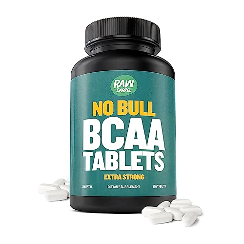 Raw Barrel 784672825719 Bcaa Tablets - 120 Extra Strong 1000Mg Pills - 2:1:1 Ratio Branched Chain Amino Acid Supplement - Non-Gmo Natural Ingredients cover