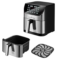 LEHMANN Heißluftfritteuse XXL 8L, 12 Programme, Temperaturregelung 76-200°C, Große Metallkammer, Digitales Display, Timer, Antihaftbeschichtung, Air Fryer ohne Öl für Familie – Ansicht 4