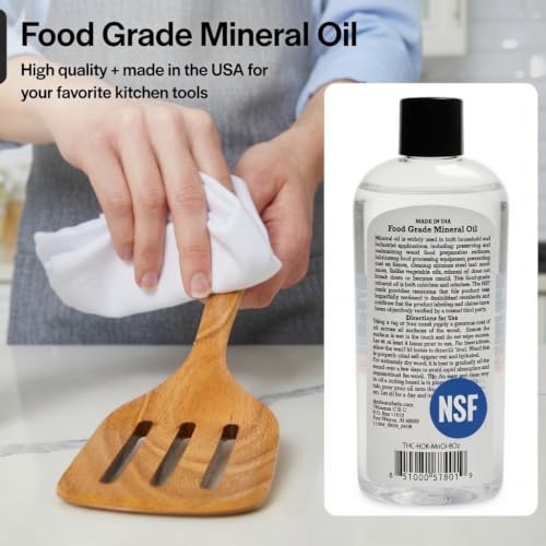 Image of Thirteen Chefs Mineral Oil - 8 oz Food Grade Conditioner for Wood Cutting Board, Countertop & Butcher Block, Lubricant for Knife or Meat Grinder - Safe USP Finish on Marble, Soapstone (Pack of 2)
