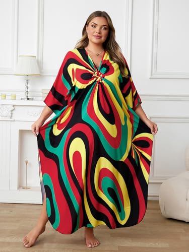 Image of Kaftan Dress for Women - Plus Size Caftan Maxi Beach Dress Moo Moos Loungewear, Swimsuit Cover Up for Beach, Pool or Vacation