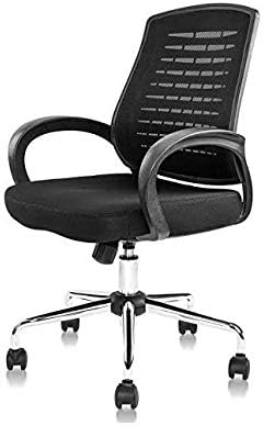 Silla ergonómica giratoria de malla negra para computadora, brazos abatibles, con soporte lumbar, altura ajustable
