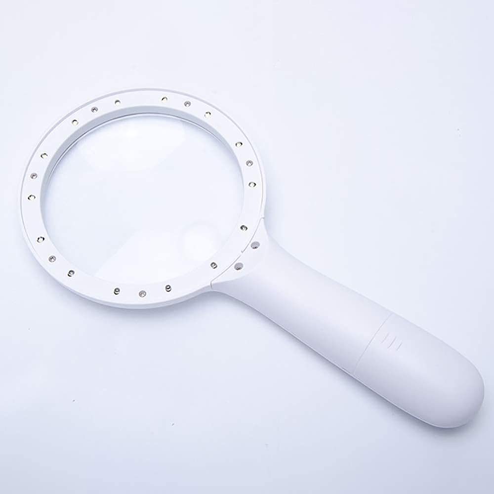 Lupe, Tragbare, Ultraleichte Handlupe Mit 14 LEDs Und 30-Facher Vergrößerung Zum Lesen/Weiß