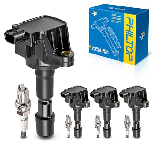 Image of PHILTOP Ignition Coil Pack and Iridium Spark Plugs Fits for Honda 2009-2014 Fit 1.5L, Honda 2011-2016 CR-Z, 4PCS UF626