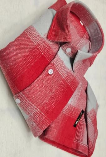 Image of Red Checks /Men's Boxy Fit Plaid Flannel Shirt Red and White | Boxy Fit, Plaid Pattern