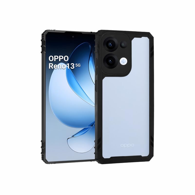 Image of AIBEX Crystal Clear Back Cover Case for Oppo Reno 13 5G | Transparent Non-Yellowing Shockproof Bumper Case | 360 Protection | Slim Fit | PC + TPU Hybrid