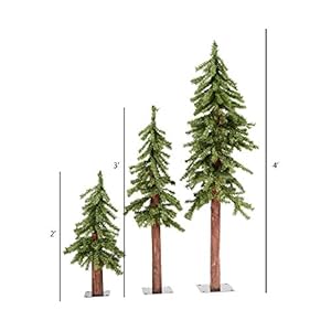 Vickerman 2 3 4 Natural Alpine Artificial Christmas Tree Set Unlit Christmas Tree Set