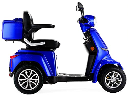 VELECO GRAVIS - dispositivo de movilidad de 4 ruedas - batería de iones de litio extraíble - completamente ensamblado y listo para usar - iluminación LED completa - alarma (Azul)