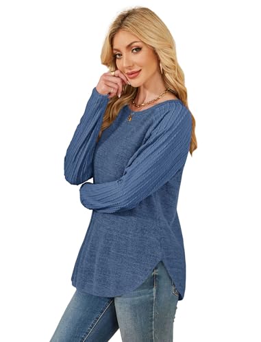 Image of SAMPEEL Sweatshirt for Women Long Sleeve Shirts Crewneck Sweaters Fall Fashion Outfits 2025 Trendy Tunic Tops Plus Size