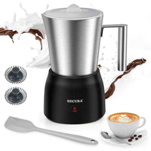 Image of Secura 17oz Detachable Milk Frother and Steamer, Stainless Steel Electric Hot /Cold Foam Maker for Lattes, Cappuccinos & Hot Chocolate, Upgraded 2-in-1 Whisks, Non-Stick & Teflon-Free Design