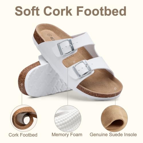 Image of KIDMI Women's Cork Footbed Casual Summer Sandals with Mild Arch Support