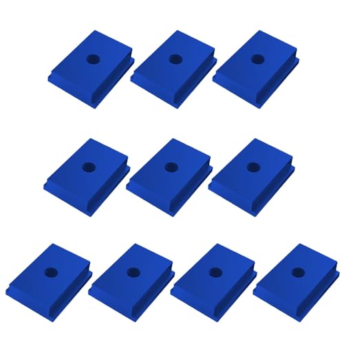 10 Pieces M6 Sliding T Nuts Woodworking Slide Handle T-Slot Nuts, Aluminum Alloy T Slot Nut, T-Guide Rail Clamp T-Slider for T-Slot (Blue)