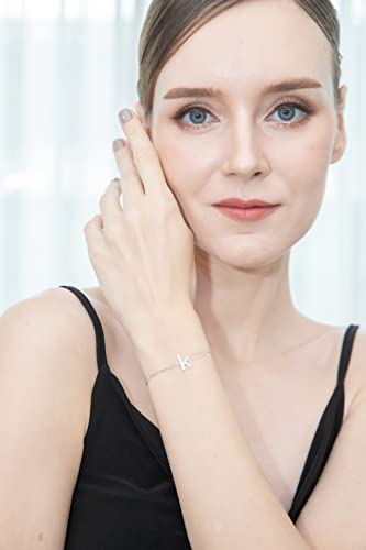 B. BRILLIANT Initial Bracelet for Women Sterling Silver Lowercase Alphabet Letter Name Personalized Gifts Adjustable Bracelets, A-Z2