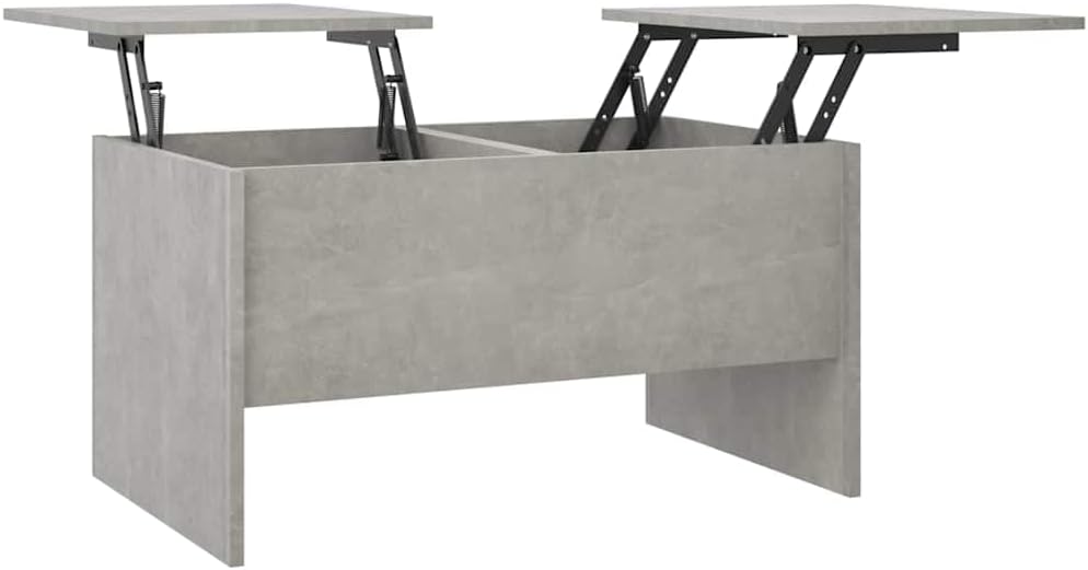 vidaXL Modern Adjustable Coffee Table with Built-in Storage - Engineered Wood, Concrete Gray Finish - 31.5"x19.7"x16.7"