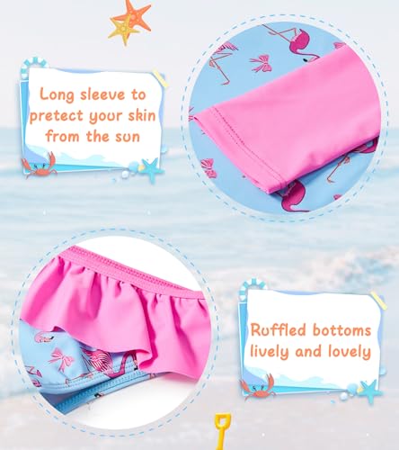 Image of UNIFACO Toddler Girls Swimsuit Rashguard Set Summer Beach Breathable Tankini with UPF 50+ Sun Protection 2-8T