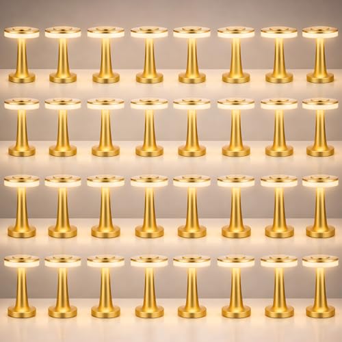 Image of Riakrum 36 Pcs LED Cordless Table Lamp Bulk Rechargeable,Gold