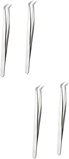 ملاقط تطعيم الرموش للرموش لوصلات الرموش، 4 قطع، ملاقط بزاوية احترافية، ملاقط مكياج احترافية عالية الدقة، أكسسوارات صالونات التجميل من فوميز