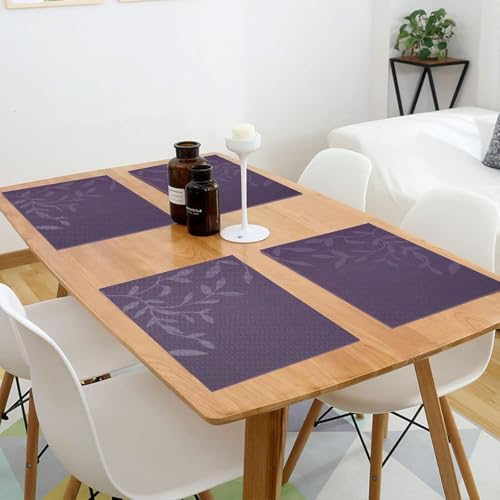 Image of GDNK Washable PVC Heat Resistant Colorful Place Mats for Kitchen Dining Table Mates Washable Heat-Resistant for Dining Table (4 Pack) (Purple)