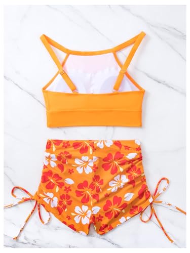 SHENHE Women's High Waisted Shorts Swimsuits Tummy Control High Neck Halter 2 Piece Bikini Set4