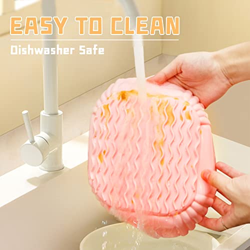 2 Pcs Air Fryer Square Silicone Liners, 8 Inch For 4 To 7Qt Reusable Silicone Pot For Air Fryer Basket Easy Clean Or Oven Microwave Air Fryer Accessories Basket (Grey+Pink) #TOP4