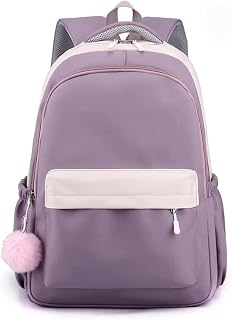 Mochila para meninas, bolsa escolar diária, cor contrastante, fecho de zíper, mochila escolar para amigos da família, vizinhos, presente