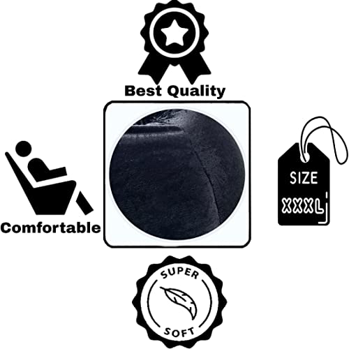 Image of Premium and Luxurious Fur Bean Bag Sofa Chair (Without Beans) Bean Bag Cover Without Beans. for Kids and Adults XXXL (Black Fur + 3XL)