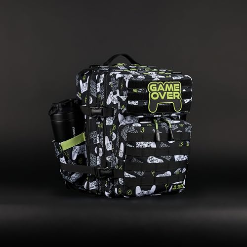 Image of WOLFpak 25L Athletic Gym Backpack (Game Over) Durable 1000D Waterproof Oxford Material w /MOLLE Webbing, Laptop Pocket & Dual Cup Holders, Durable Fitness /Travel /Military Daypack