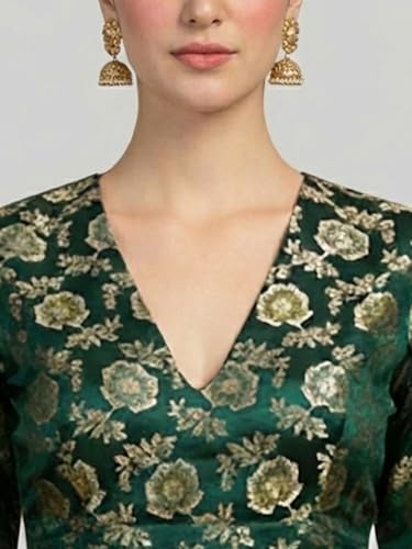 Image of Thevasa Women's Everyday Divine Depth V Neck Half Sleeves Blouse