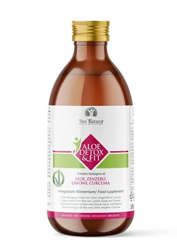 Aloe Detox & Fit - Bevanda Biologica con Aloe Vera, Zenzero, Limone e Curcuma - 500 ml