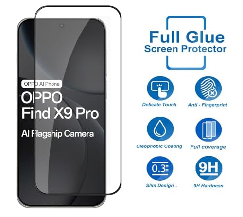 Image of HD Tempered Glass Screen Protector Compatible for Oppo Find X9 Pro 5G with Edge to Edge coverage and Easy Installation kit