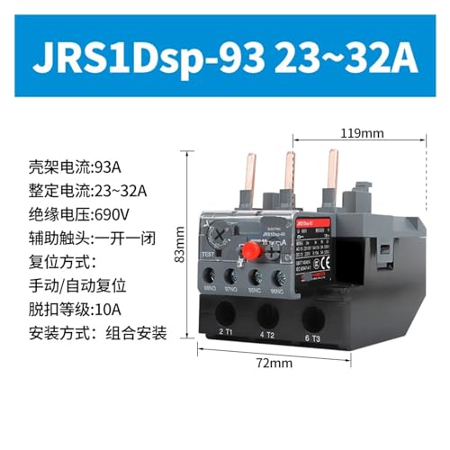 Relé térmico JRS1D-25 con protector de sobrecarga para contactor JRS1Dsp-93 2