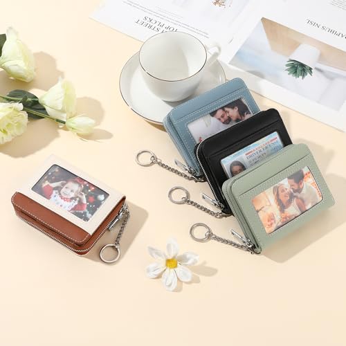 Image of GAEKEAO Wallet Women RFID Blocking Leather Credit Card Holder Compact Small Womens Wallet with ID Window Zipper Coin Pocket