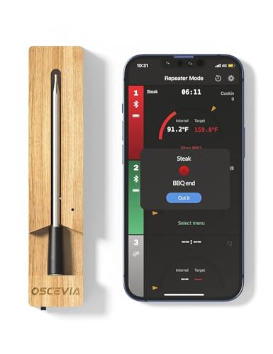 Smart Meat Thermometer Digital, Wireless Food Thermometer Bluetooth with Alert, WiFi, Instant Read, 262ft Range, IP67 Waterproof, Dishwasher Safe for Oven,Smoker,BBQ, Kitchen, Grill, Rotisserie